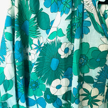 Load image into Gallery viewer, Antik Batik Floral Cotton Voile Top Womens Medium Blue 70s Flutter Sleeve Summer