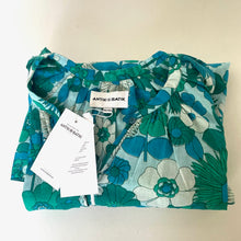 Load image into Gallery viewer, Antik Batik Floral Cotton Voile Top Womens Medium Blue 70s Flutter Sleeve Summer