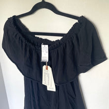 Load image into Gallery viewer, Current/Elliott Black Off Shoulder Mini Dress Ruffled A-Line Cotton Jersey Small