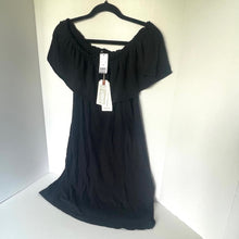 Load image into Gallery viewer, Current/Elliott Black Off Shoulder Mini Dress Ruffled A-Line Cotton Jersey Small