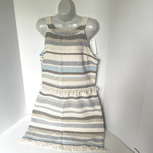 Load image into Gallery viewer, Tory Burch Jane Sheath Dress Off White Stripe Fringe Sleeveless Womens 10
