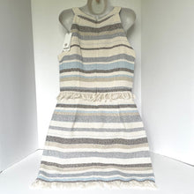 Load image into Gallery viewer, Tory Burch Jane Sheath Dress Off White Stripe Fringe Sleeveless Womens 10