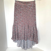 Load image into Gallery viewer, Anthropologie Skirt Womens Medium Petite Pink Midi Floral Chiffon Asymmetric Hem