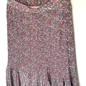 Anthropologie Skirt Womens Medium Petite Pink Midi Floral Chiffon Asymmetric Hem