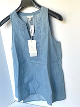 Load image into Gallery viewer, Joie Kerryn Embroidered Chambray Blue Sleeveless V-Neck Top – Women's XS