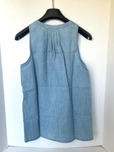 Load image into Gallery viewer, Joie Kerryn Embroidered Chambray Blue Sleeveless V-Neck Top – Women's XS