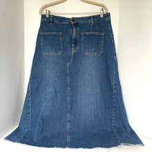 Load image into Gallery viewer, Contemporaine Simons Stretch Denim Midi Skirt Womens 12 A-Line Flare NWOT