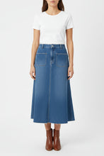 Load image into Gallery viewer, Contemporaine Simons Stretch Denim Midi Skirt Womens 12 A-Line Flare NWOT