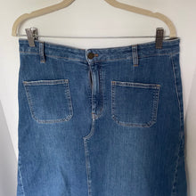 Load image into Gallery viewer, Contemporaine Simons Stretch Denim Midi Skirt Womens 12 A-Line Flare NWOT