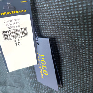 Polo Ralph Lauren Lace Up Bodice Summer Dress 10 Blue A-Line Sleeveless Cotton