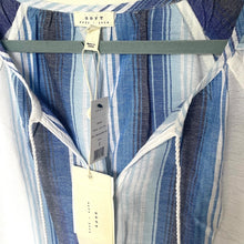 Load image into Gallery viewer, Joie Striped Tunic Peasant Top Womens Small Blue V-Neck Relaxed Cotton