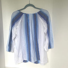 Load image into Gallery viewer, Joie Striped Tunic Peasant Top Womens Small Blue V-Neck Relaxed Cotton