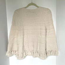 Load image into Gallery viewer, Kate Spade Gypsum Beige Cotton Chunky Knit Sweater Medium Pompom Tassels