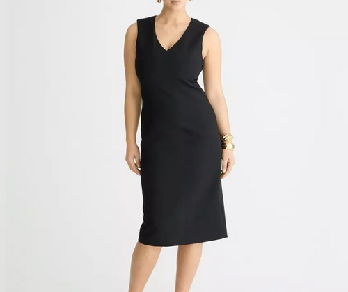 J Crew Interview Dress 14 Black Sleeveless V Neck Four Season Stretch BY914