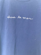 Load image into Gallery viewer, Blue sweatshirt with 'Sous la mer' text in white on a plain background