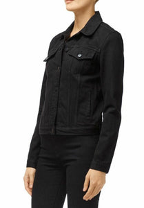 J Brand Jacket Womens Black Denim Cropped Slim Fit Cotton Rigid Denim