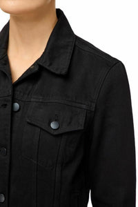 J Brand Jacket Womens Black Denim Cropped Slim Fit Cotton Rigid Denim