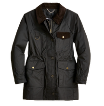 Load image into Gallery viewer, J Crew Field Jacket Womens Small Black Utility Waxed Cotton Corduroy Trim Ladies