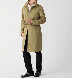 J Crew Ludlow Trench Coat Mens 42L Khaki Water-Resistant Lined Coat BS470