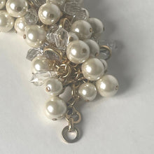 Load image into Gallery viewer, J Crew Faux Pearl Crystal Bracelet Gold Chain Cluster Statement Clasp Wedding Gift