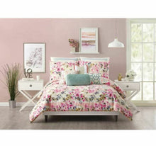 Load image into Gallery viewer, Jessica Simpson Queen Full Duvet Cover Set Pink Floral Cotton3-Piece Bellisima