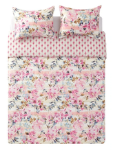 Load image into Gallery viewer, Jessica Simpson Queen/Full Duvet Cover 3-Piece Set Pink Floral Cotton, Bellisima