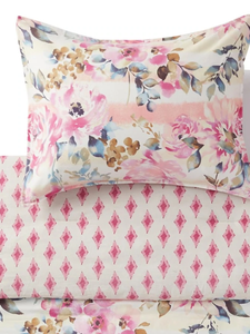 Jessica Simpson Queen/Full Duvet Cover 3-Piece Set Pink Floral Cotton, Bellisima