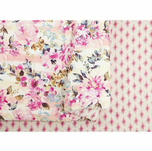 Jessica Simpson Queen/Full Duvet Cover 3-Piece Set Pink Floral Cotton, Bellisima