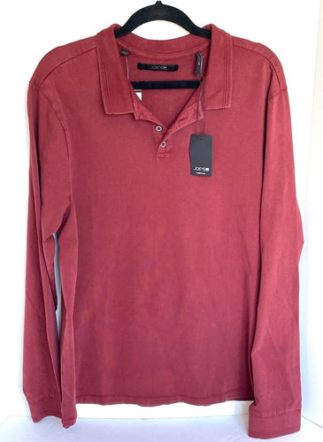 Joe's Jeans Polo Shirt Mens Extra Large Red Long Sleeve Cotton Pullover