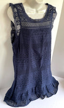 Load image into Gallery viewer, Joie Dress Womens Large Blue Sleeveless Shift Short Cotton Lace Ruffle Lindell