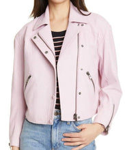 Load image into Gallery viewer, Joie Leather Jacket Womens Extra Small Pink Cropped Moto  Biker Akirako