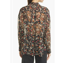 Load image into Gallery viewer, Joie Maiza Silk Tie Neck Blouse Womens Large Black Sheer Floral Long Sleeve Top