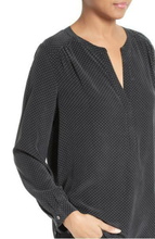 Load image into Gallery viewer, Joie Silk Shirt Womens Extra Extra Small Black V-Neck Long-Sleeve Polka Dot Carita Top