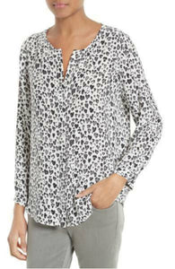Joie Silk Shirt Womens Extra Extra Small White V Neck Silk Heart Purine Long Sleeve