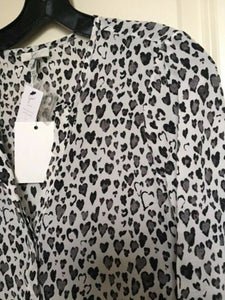 Joie Silk Shirt Womens Extra Extra Small White V Neck Silk Heart Purine Long Sleeve