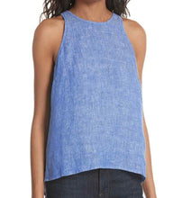 Load image into Gallery viewer, Joie Tank Top Womens Large Blue Sleeveless Crewneck Linen Hi-Lo Hem Dany
