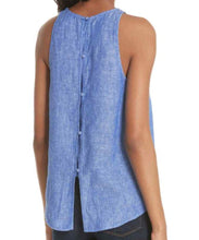 Load image into Gallery viewer, Joie Tank Top Womens Large Blue Sleeveless Crewneck Linen Hi-Lo Hem Dany