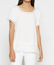 Load image into Gallery viewer, Joie Top Womens Large White Short Sleeve Crew Neck Kadence Eyelet Cutwork Trim
