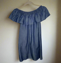 Load image into Gallery viewer, Joie Dress Womens Extra Small Blue Shift Mini Off the Shoulder Nilima Cotton