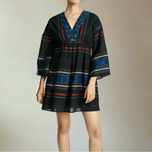 Load image into Gallery viewer, Joie_Dress_Womens_Small_Black_V-Neck_Embroidered_Cotton_Peasant_Shada_Tunic