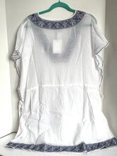 Load image into Gallery viewer, Joie Tunic Beach Dress Coverup M/L White V-Neck Blue Embroidered Cotton