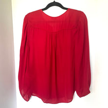 Load image into Gallery viewer, Joie Odelette Silk Top Womens Medium Red V Neck Tassel Ties Long Sleeve  Blouse