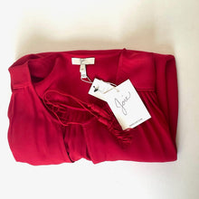 Load image into Gallery viewer, Joie Odelette Silk Top Womens Medium Red V Neck Tassel Ties Long Sleeve  Blouse