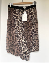 Load image into Gallery viewer, Joie Ornica Skirt Womens 4 Leopard Print Asymmetrical Ruched Draped