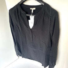 Load image into Gallery viewer, Joie Polka Dot Silk Blouse Womens XXS Black V-Neck Long-Sleeve Carita Top
