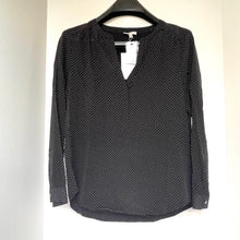 Load image into Gallery viewer, Joie Polka Dot Silk Blouse Womens XXS Black V-Neck Long-Sleeve Carita Top