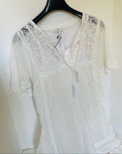 Load image into Gallery viewer, Joie White Embroidered Cotton Tunic Dress – Women's Small, Boho Tassel Detail