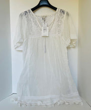 Load image into Gallery viewer, Joie White Embroidered Cotton Tunic Dress – Women's Small, Boho Tassel Detail