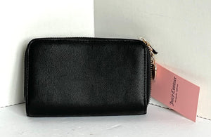 Juicy Couture Be Classic II Bifold Wallet Womens Small Black Velour Rhinestone ID