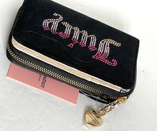 Load image into Gallery viewer, Juicy Couture Be Classic II Bifold Wallet Womens Small Black Velour Rhinestone ID